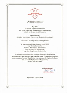 Podziękowania dla pracowników za udział i realizację V edycji warsztatów . Kliknij, aby powiększyć zdjęcie.